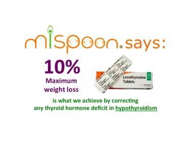 #mispoon says: 10% maximum weight loss, is what we achieve by correcting any thyroid hormone deficit in hypothyroidism