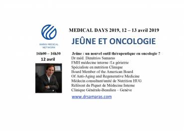Jeûne et oncologie, Medical Days 2019, Swiss Medical Network